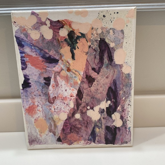Original Abstract Purple & Pink Canvas Mixed Media Art Signed by Linda Colletta - Picture 4 of 7